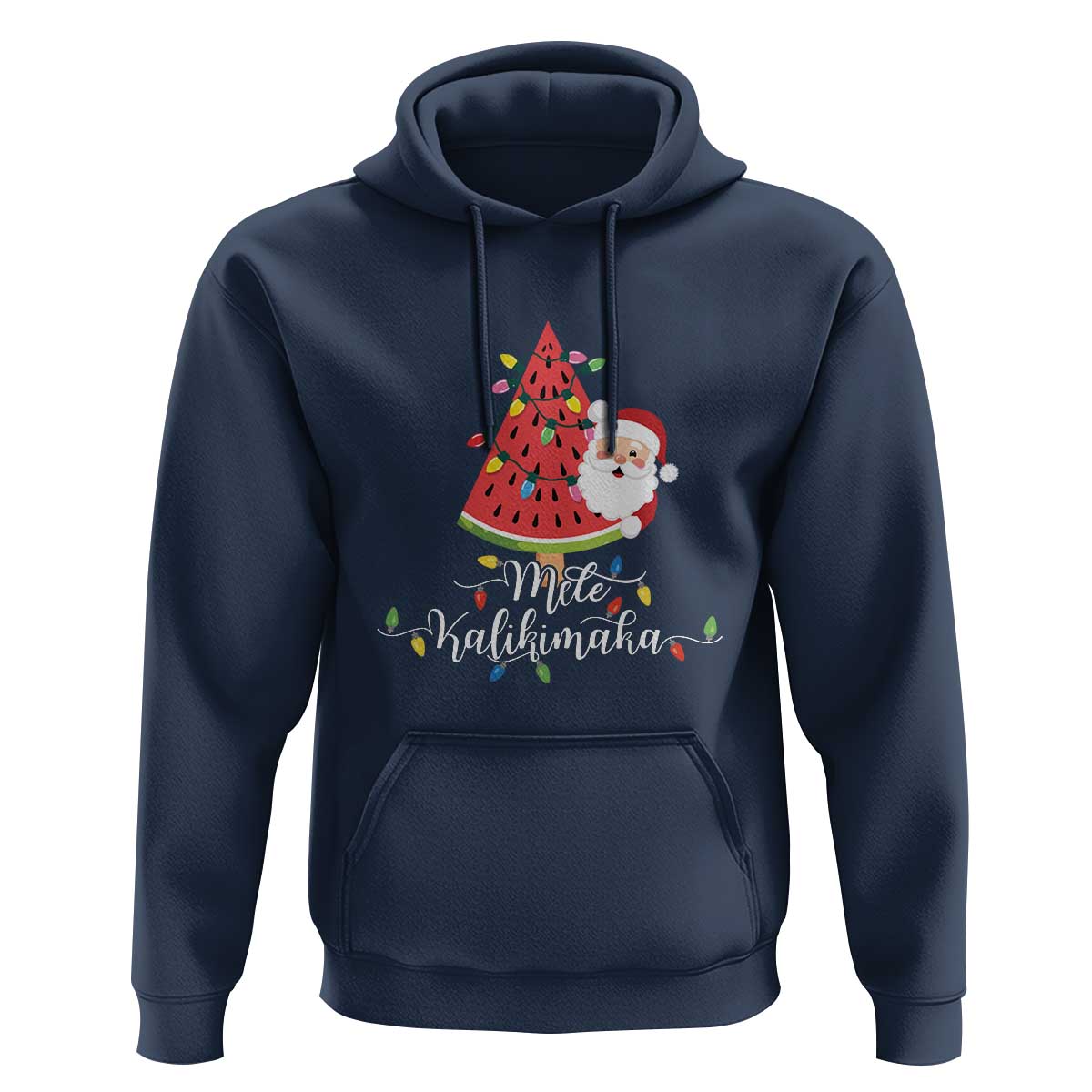 Mele Kalikimaka Hawaiian Christmas In July Hawaii Santa Hoodie Watermelon Summer Tree Tropical Xmas Gift Family Holiday