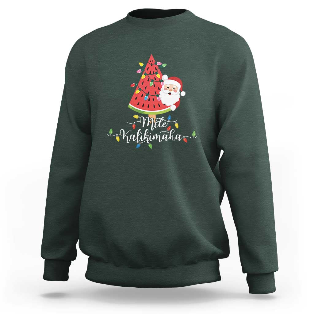 Mele Kalikimaka Hawaiian Christmas In July Hawaii Santa Sweatshirt Watermelon Summer Tree Tropical Xmas Gift Family Holiday - Wonder Print Shop
