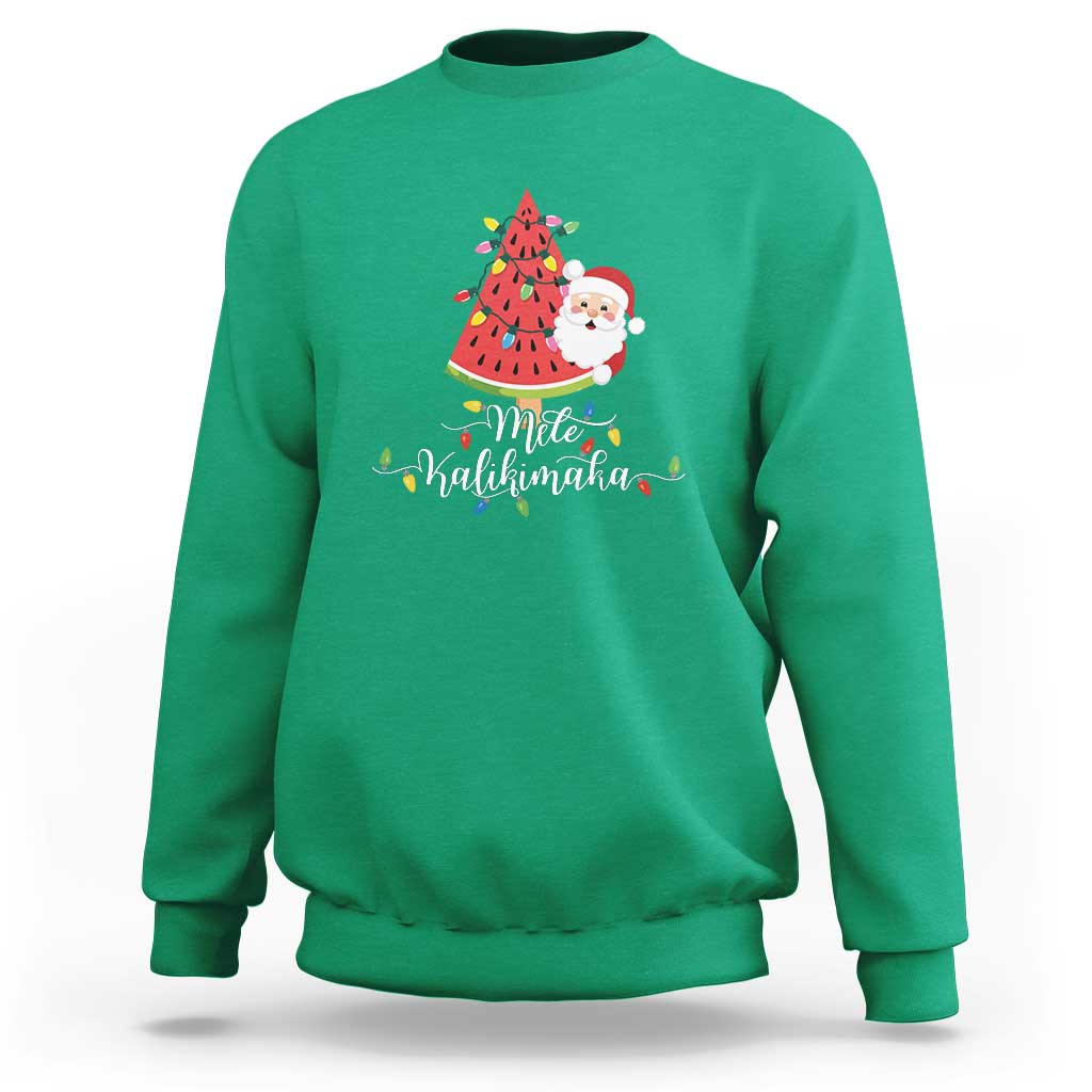 Mele Kalikimaka Hawaiian Christmas In July Hawaii Santa Sweatshirt Watermelon Summer Tree Tropical Xmas Gift Family Holiday - Wonder Print Shop