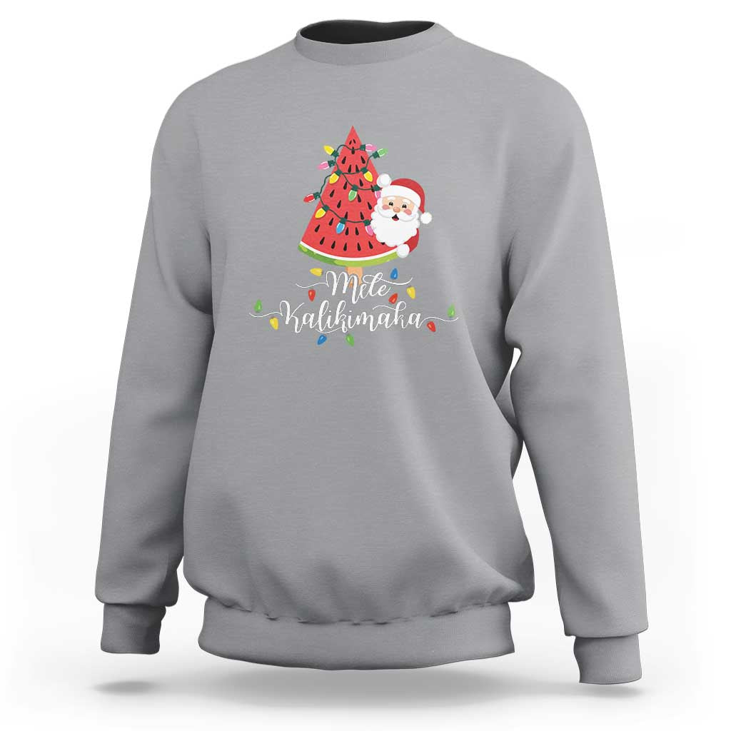 Mele Kalikimaka Hawaiian Christmas In July Hawaii Santa Sweatshirt Watermelon Summer Tree Tropical Xmas Gift Family Holiday - Wonder Print Shop