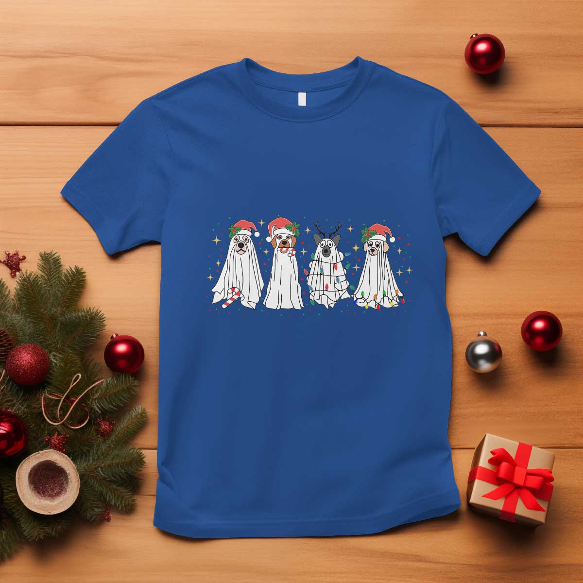 Christmas Ghost Dog T Shirt - Wonder Print Shop