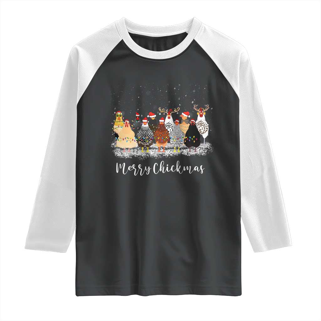 Сute Christmas Chickens Raglan Shirt Xmas Farm Animals