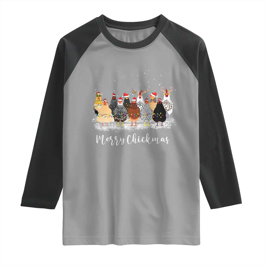 Сute Christmas Chickens Raglan Shirt Xmas Farm Animals