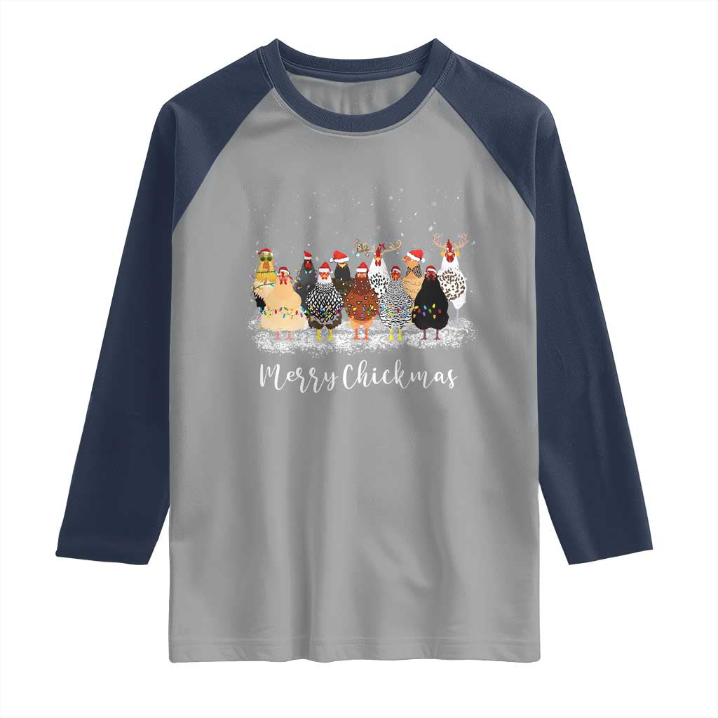 Сute Christmas Chickens Raglan Shirt Xmas Farm Animals