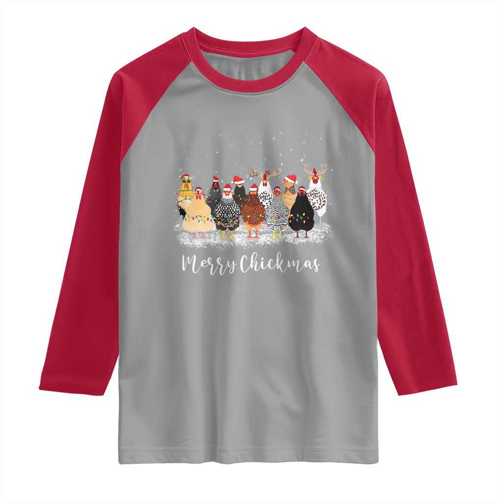 Сute Christmas Chickens Raglan Shirt Xmas Farm Animals