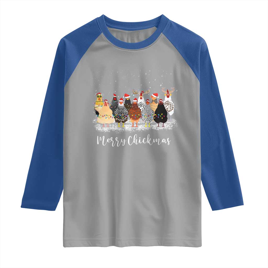 Сute Christmas Chickens Raglan Shirt Xmas Farm Animals