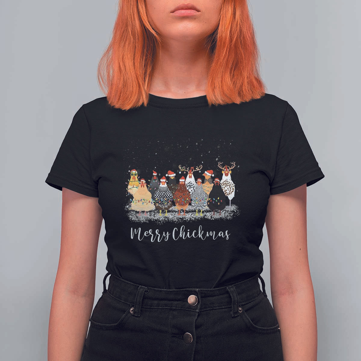 ute Christmas Chickens T Shirt For Women Xmas Farm Animals - Wonder Print Shop