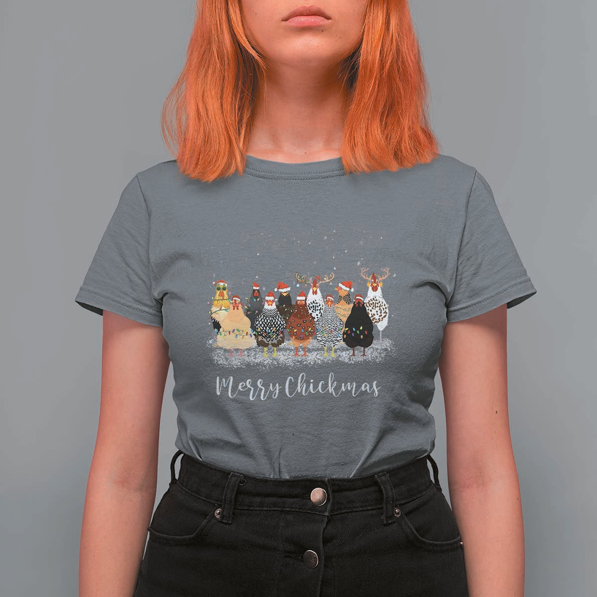 ute Christmas Chickens T Shirt For Women Xmas Farm Animals - Wonder Print Shop