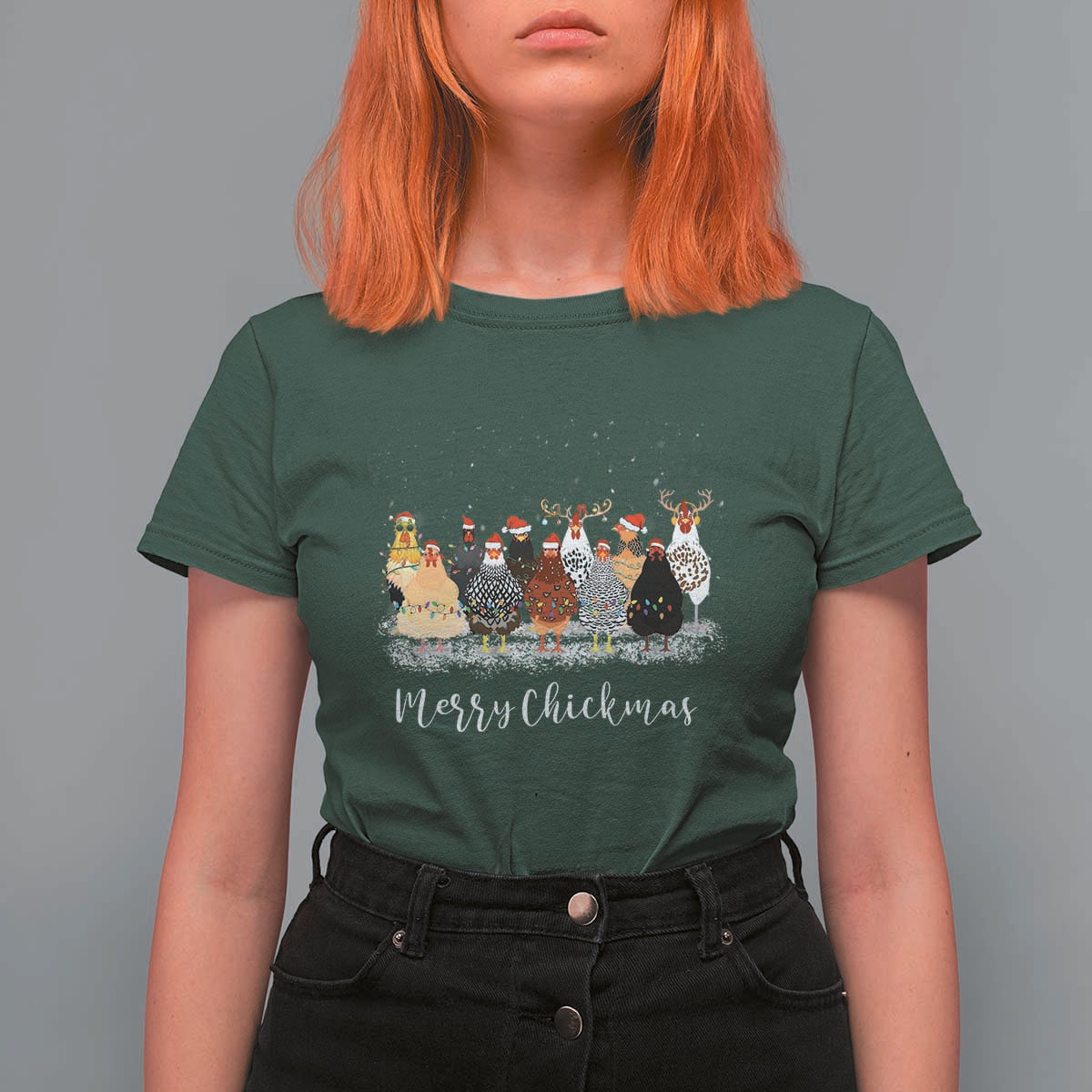ute Christmas Chickens T Shirt For Women Xmas Farm Animals - Wonder Print Shop
