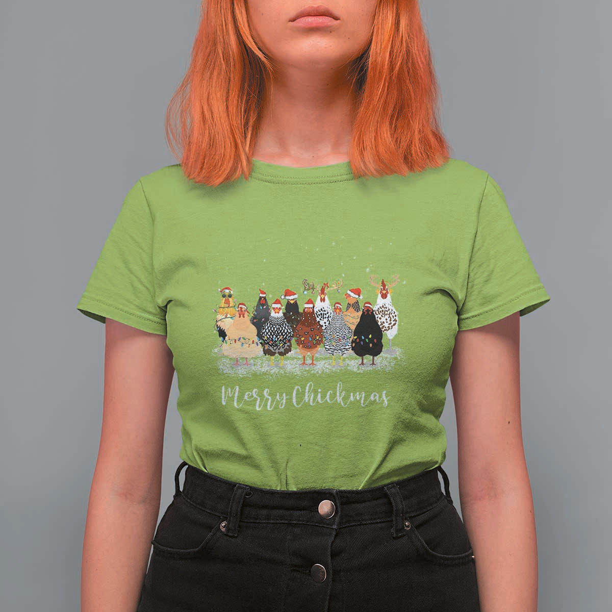 ute Christmas Chickens T Shirt For Women Xmas Farm Animals - Wonder Print Shop