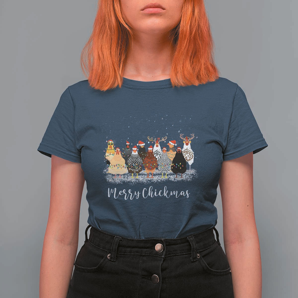 ute Christmas Chickens T Shirt For Women Xmas Farm Animals - Wonder Print Shop