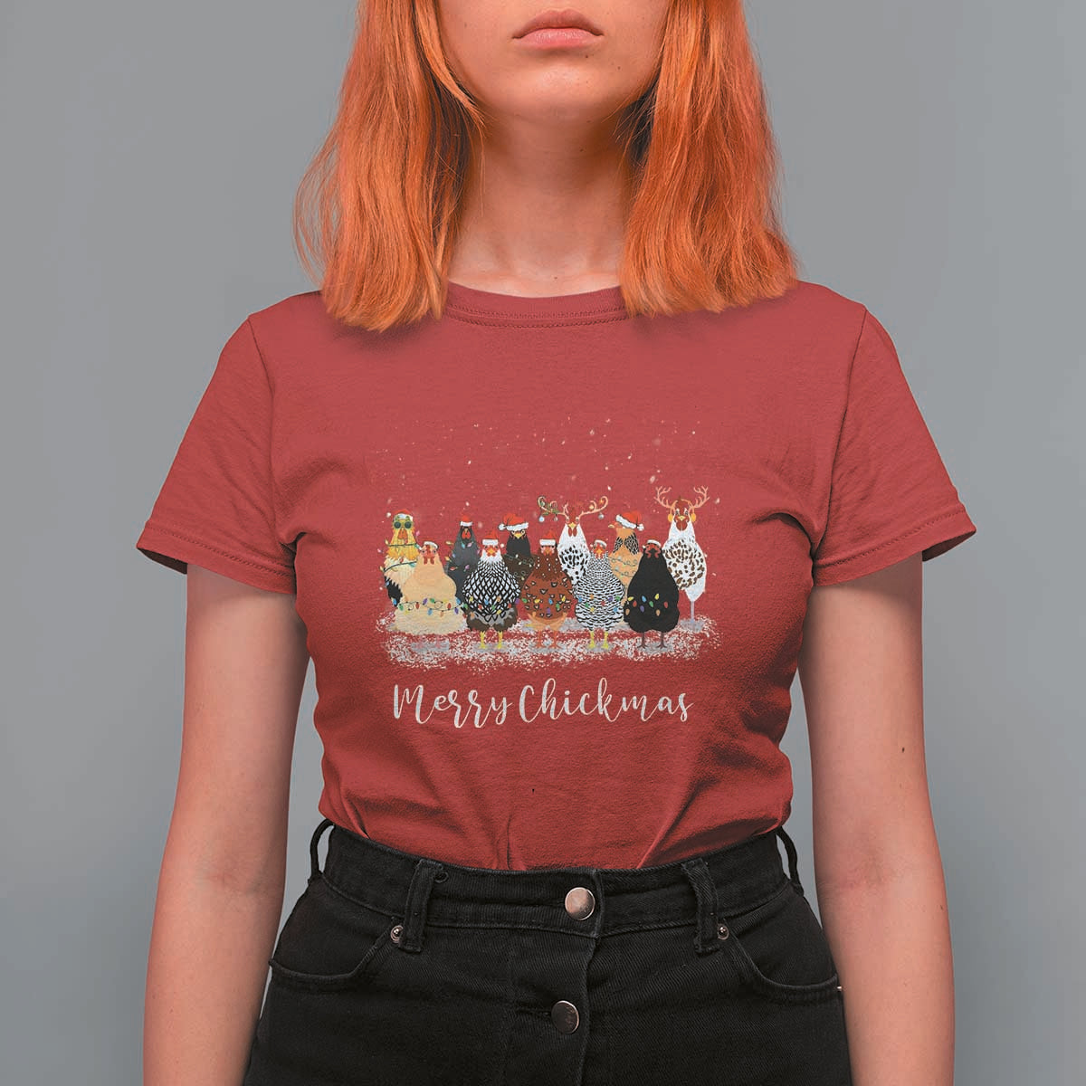 ute Christmas Chickens T Shirt For Women Xmas Farm Animals - Wonder Print Shop