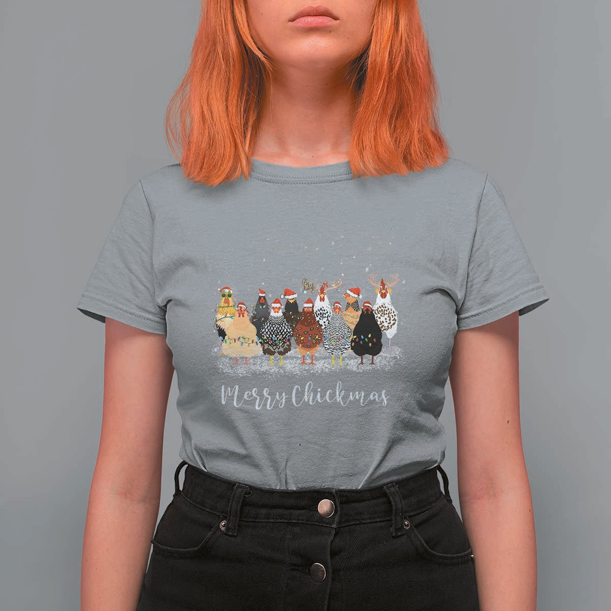 ute Christmas Chickens T Shirt For Women Xmas Farm Animals - Wonder Print Shop