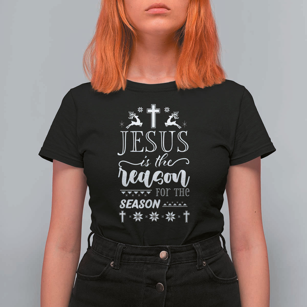 Christian Christmas T Shirt For Women Jesus Is The Reason For The Season Xmas Faith - Wonder Print Shop
