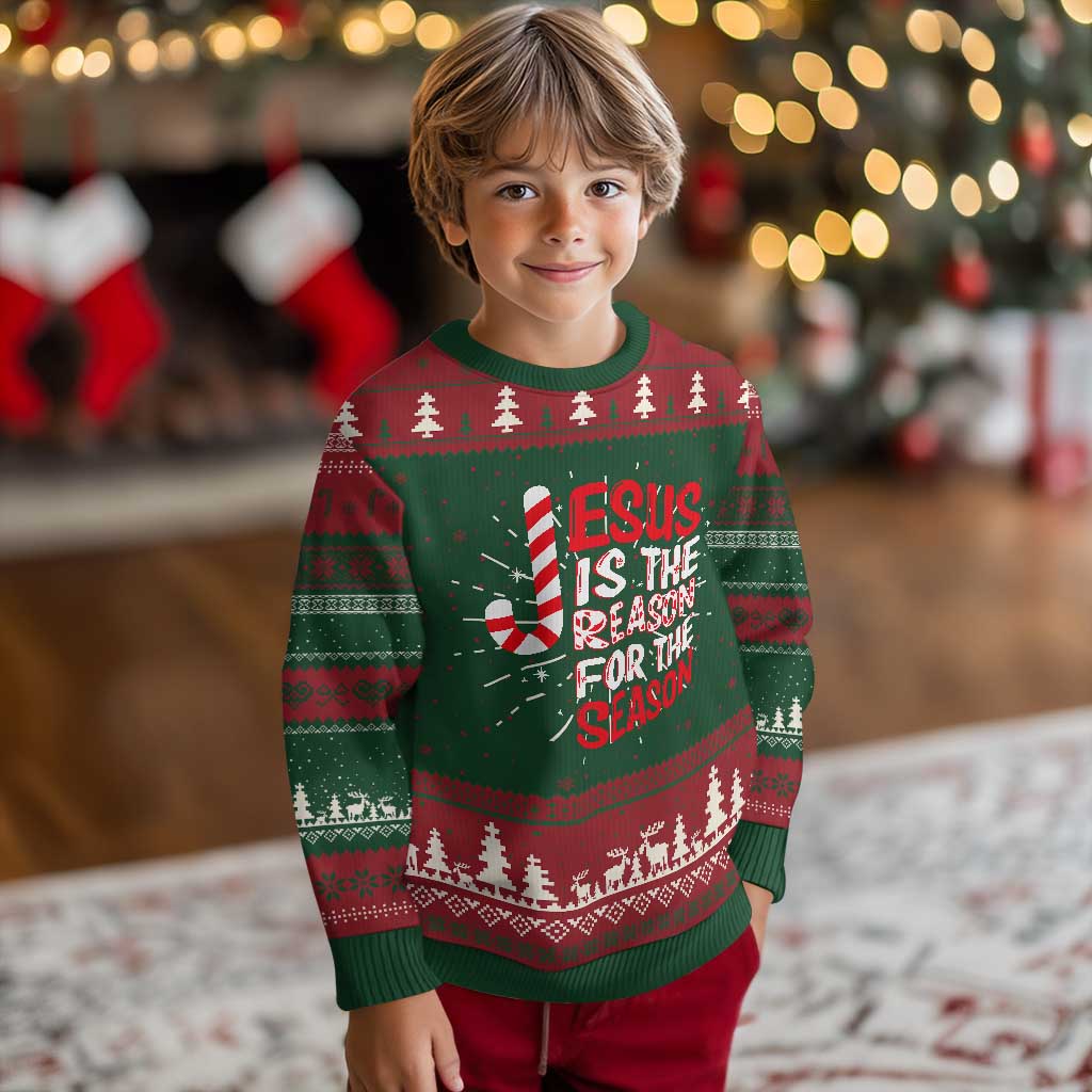 Christian Christmas Knitted Sweatshirt Jesus Is The Reason For The Season - Wonder Print Shop