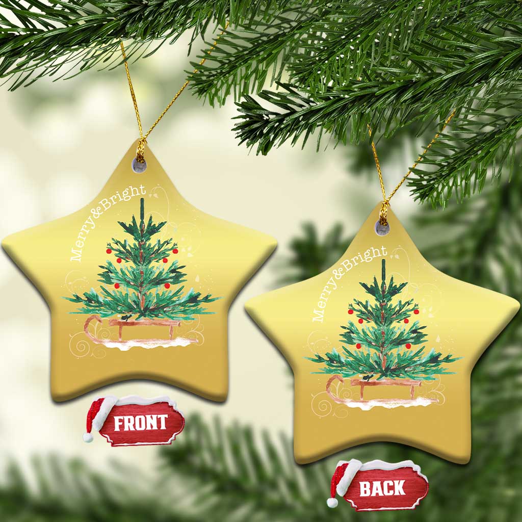 Merry and Bright Xmas Sleigh Christmas Ornament - Wonder Print Shop