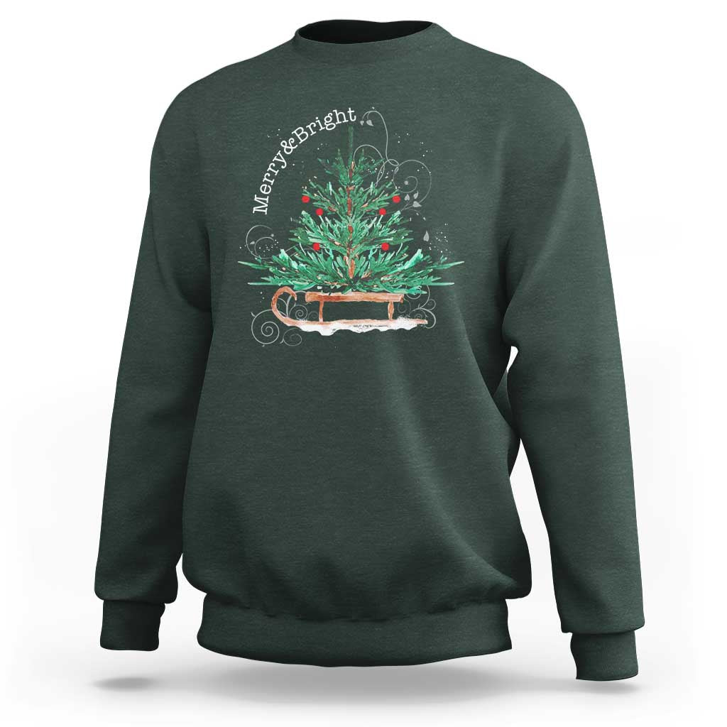 Merry & Bright Christmas Sleigh Sweatshirt - Wonder Print Shop