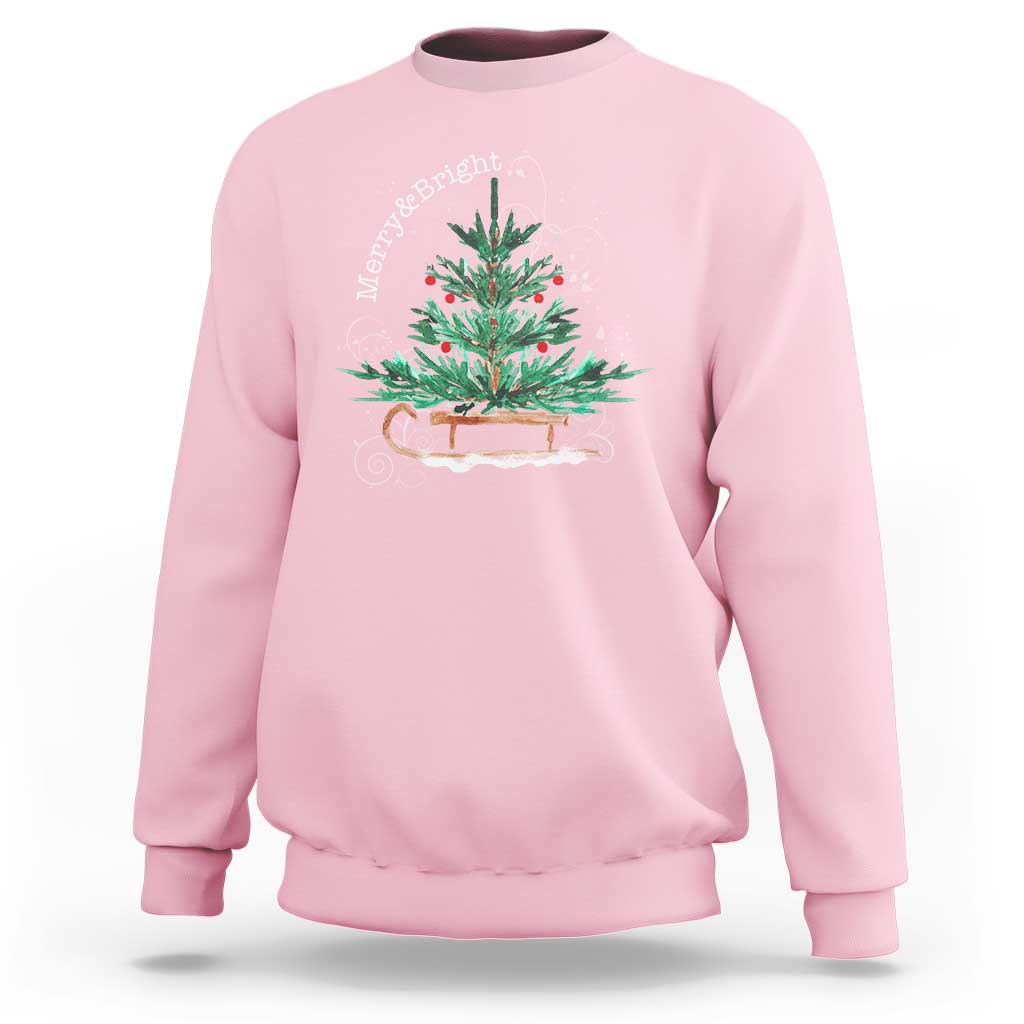Merry & Bright Christmas Sleigh Sweatshirt - Wonder Print Shop