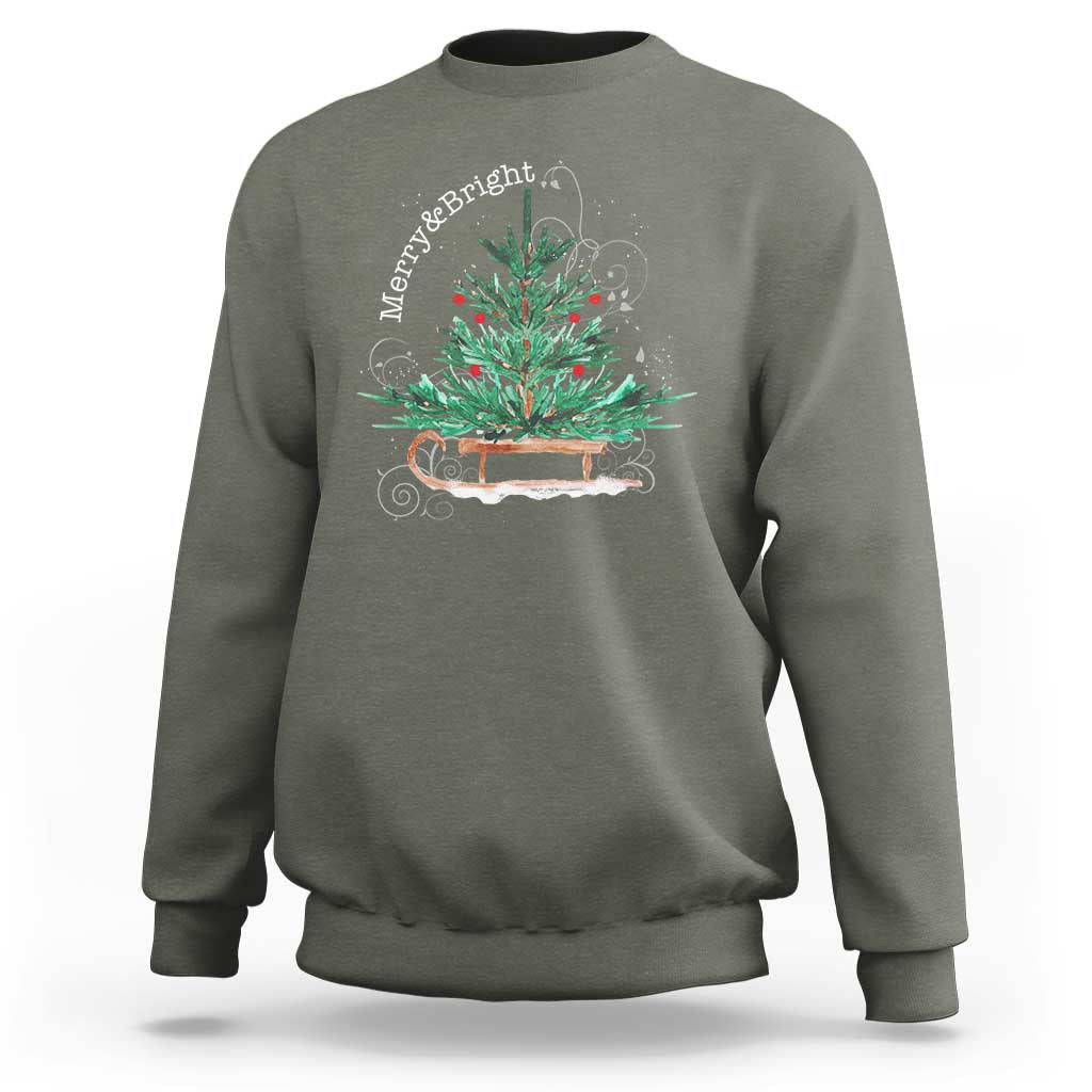 Merry & Bright Christmas Sleigh Sweatshirt - Wonder Print Shop