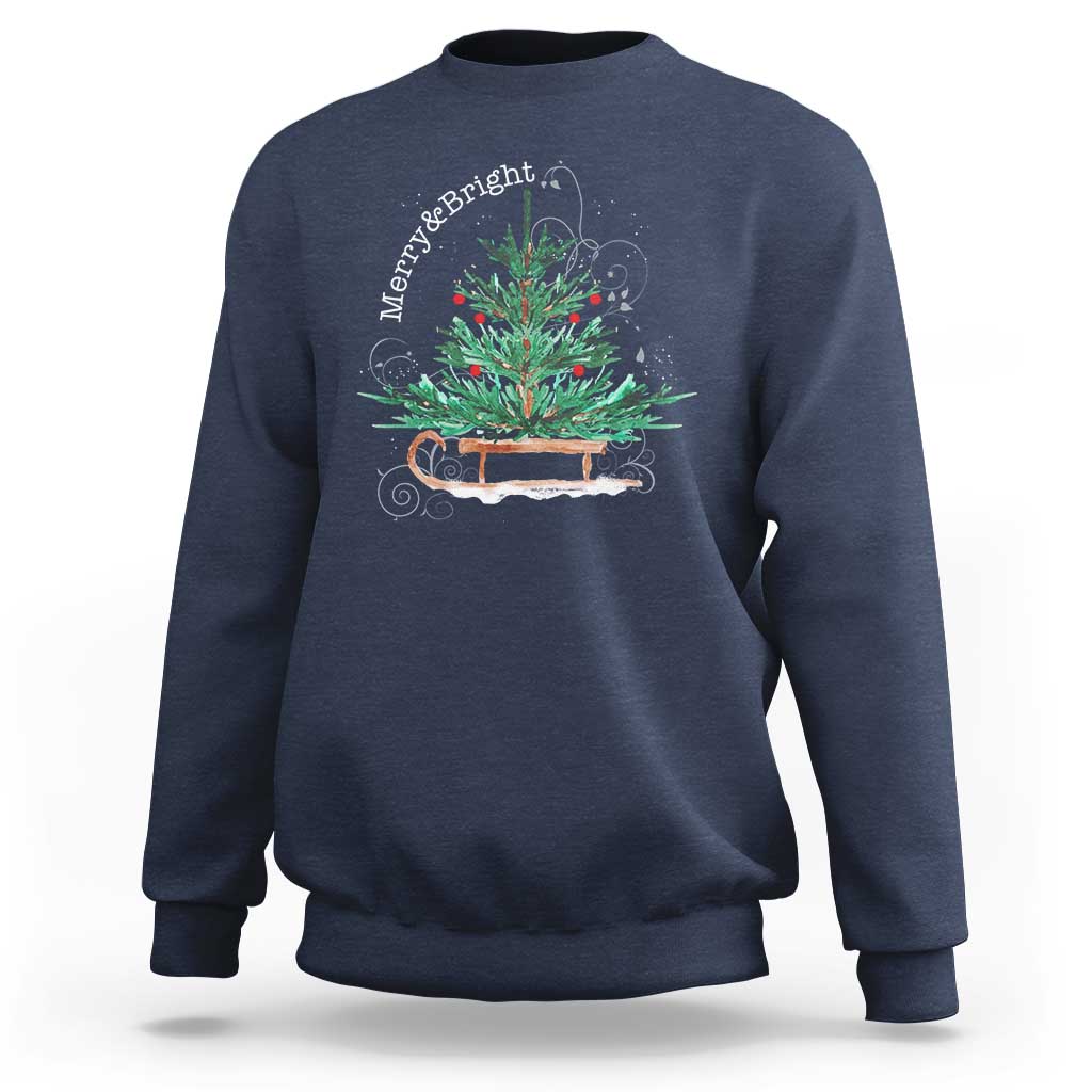 Merry & Bright Christmas Sleigh Sweatshirt - Wonder Print Shop