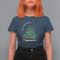 Merry & Bright Christmas Sleigh T Shirt For Women - Wonder Print Shop