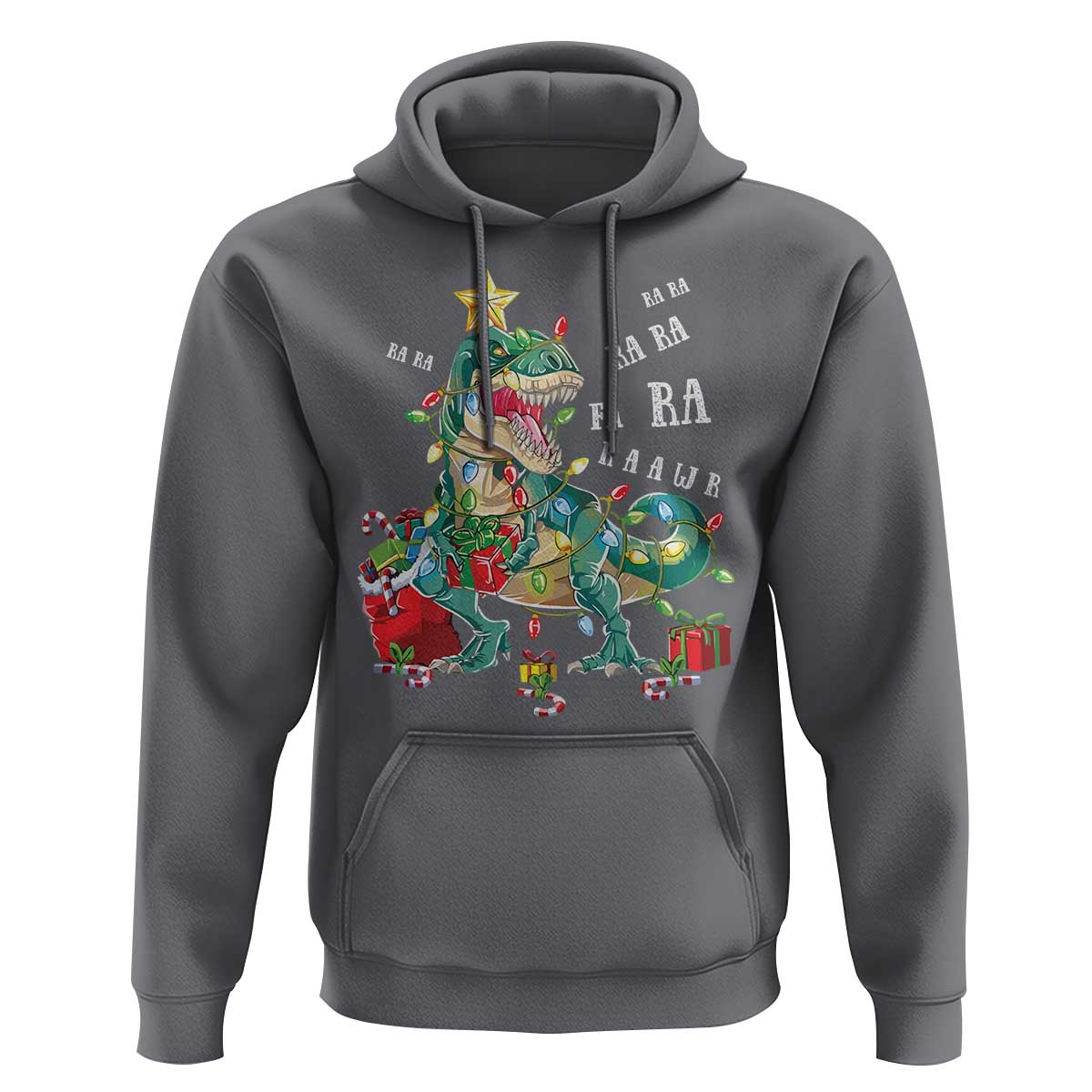 Dinosaur Christmas Hoodie Tree Lights Xmas Boys Men