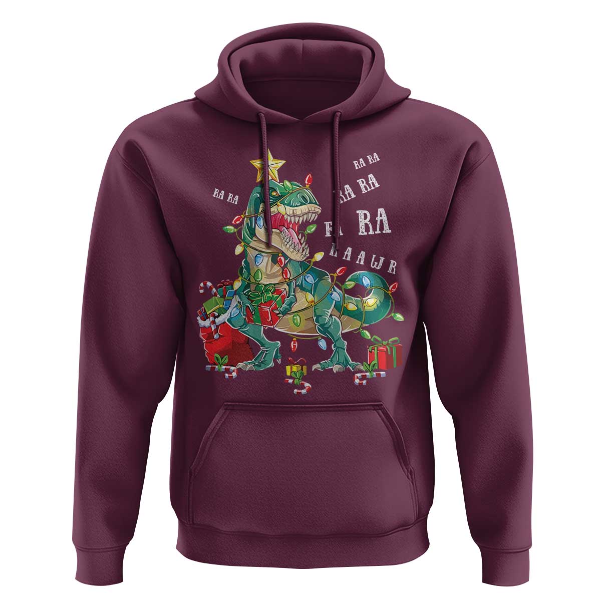 Dinosaur Christmas Hoodie Tree Lights Xmas Boys Men