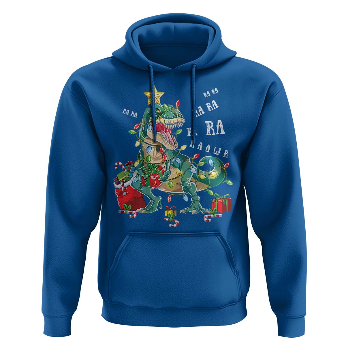 Dinosaur Christmas Hoodie Tree Lights Xmas Boys Men