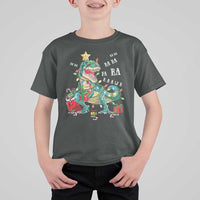 Dinosaur Christmas T Shirt For Kid Tree Lights Xmas Boys Men - Wonder Print Shop
