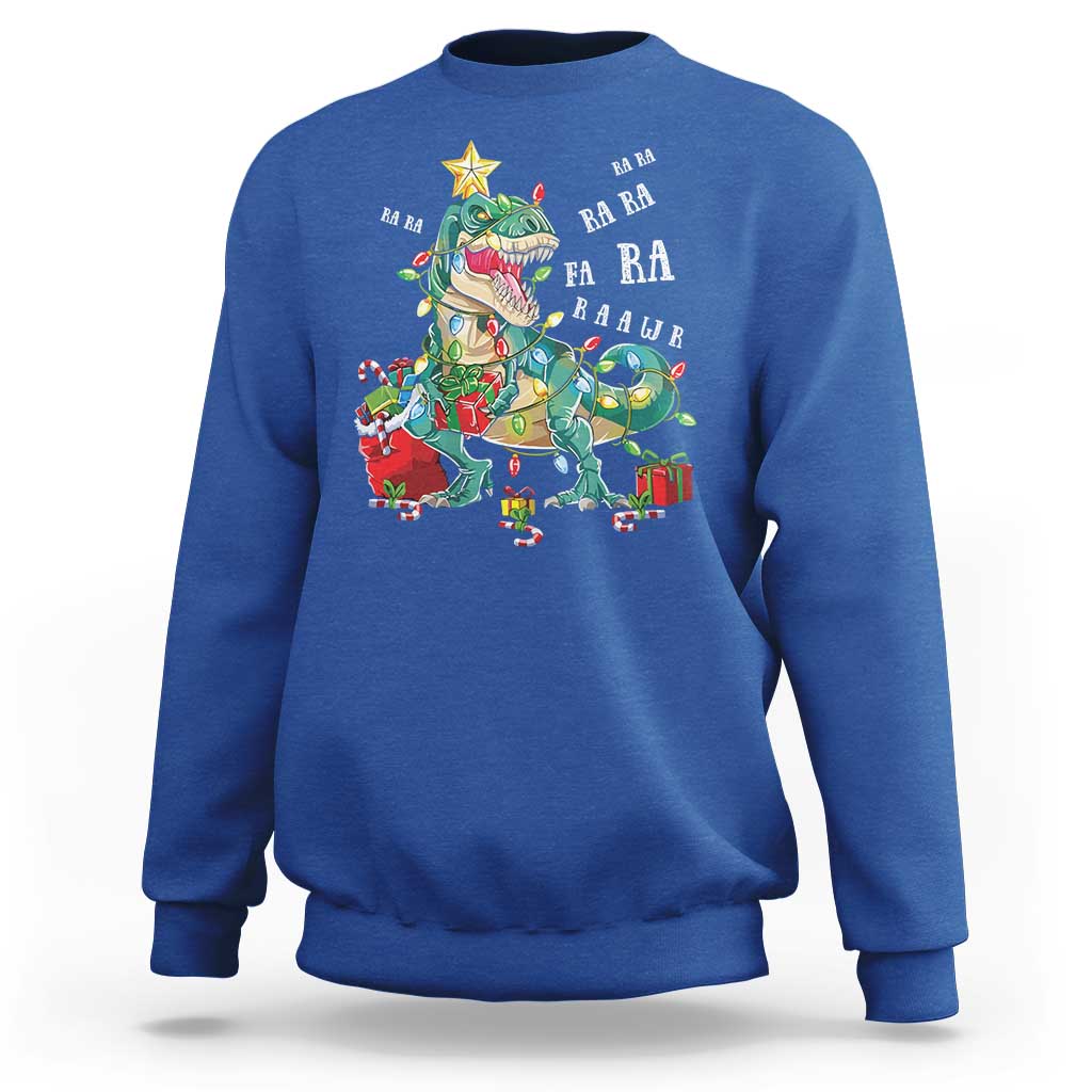 Dinosaur Christmas Sweatshirt Tree Lights Xmas Boys Men - Wonder Print Shop