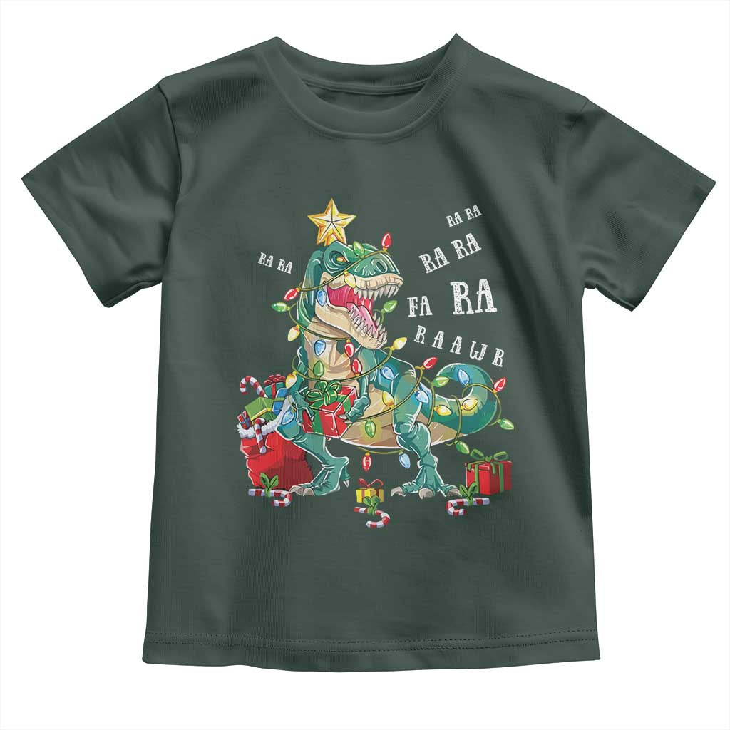 Dinosaur Christmas Toddler T Shirt Tree Lights Xmas Boys Men