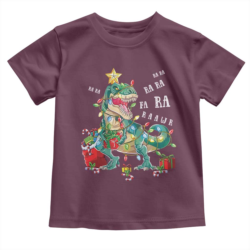 Dinosaur Christmas Toddler T Shirt Tree Lights Xmas Boys Men