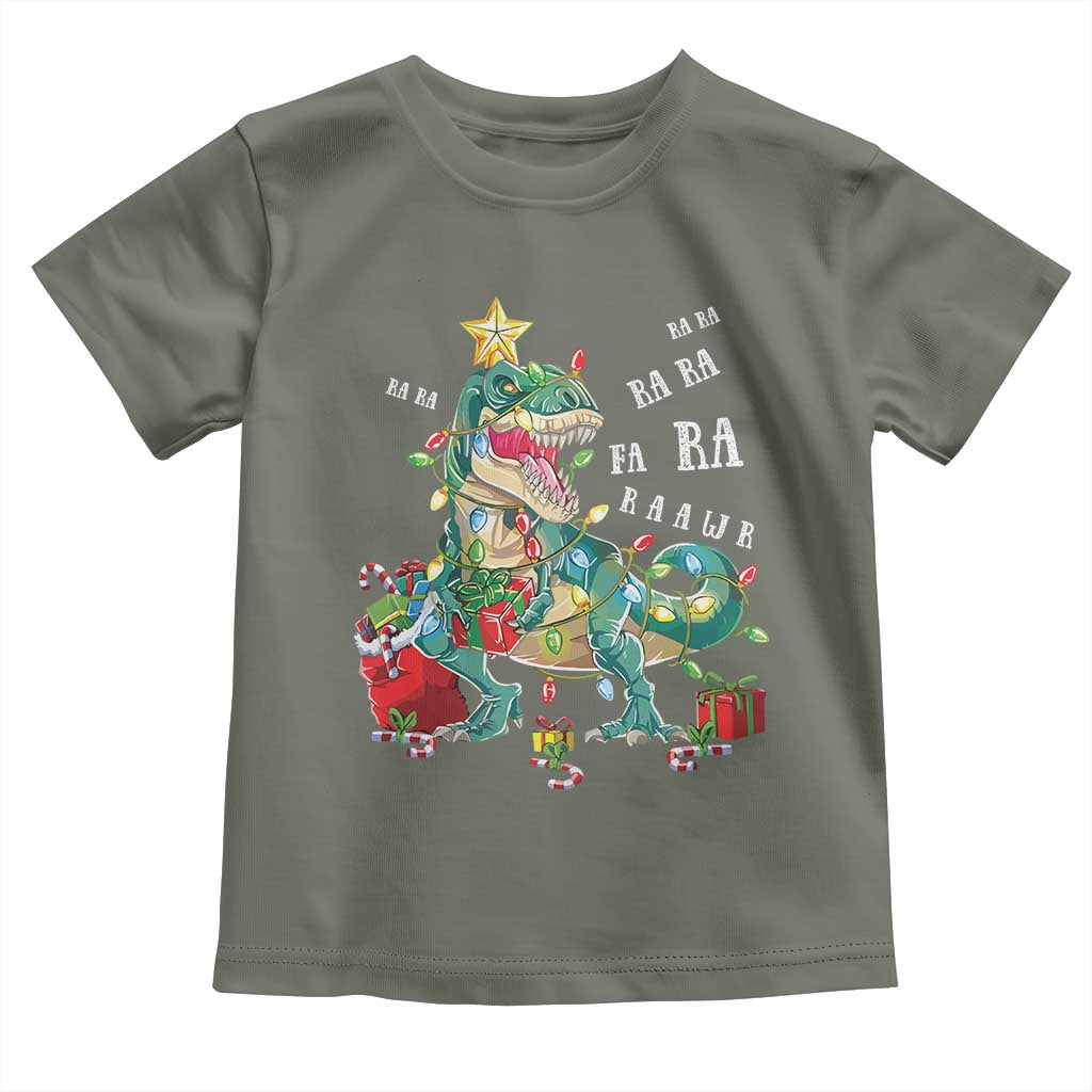 Dinosaur Christmas Toddler T Shirt Tree Lights Xmas Boys Men