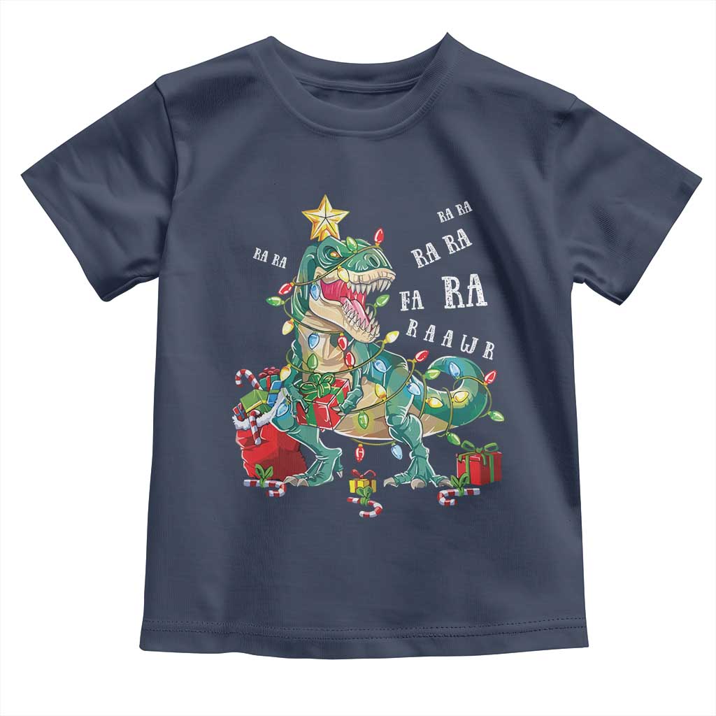 Dinosaur Christmas Toddler T Shirt Tree Lights Xmas Boys Men