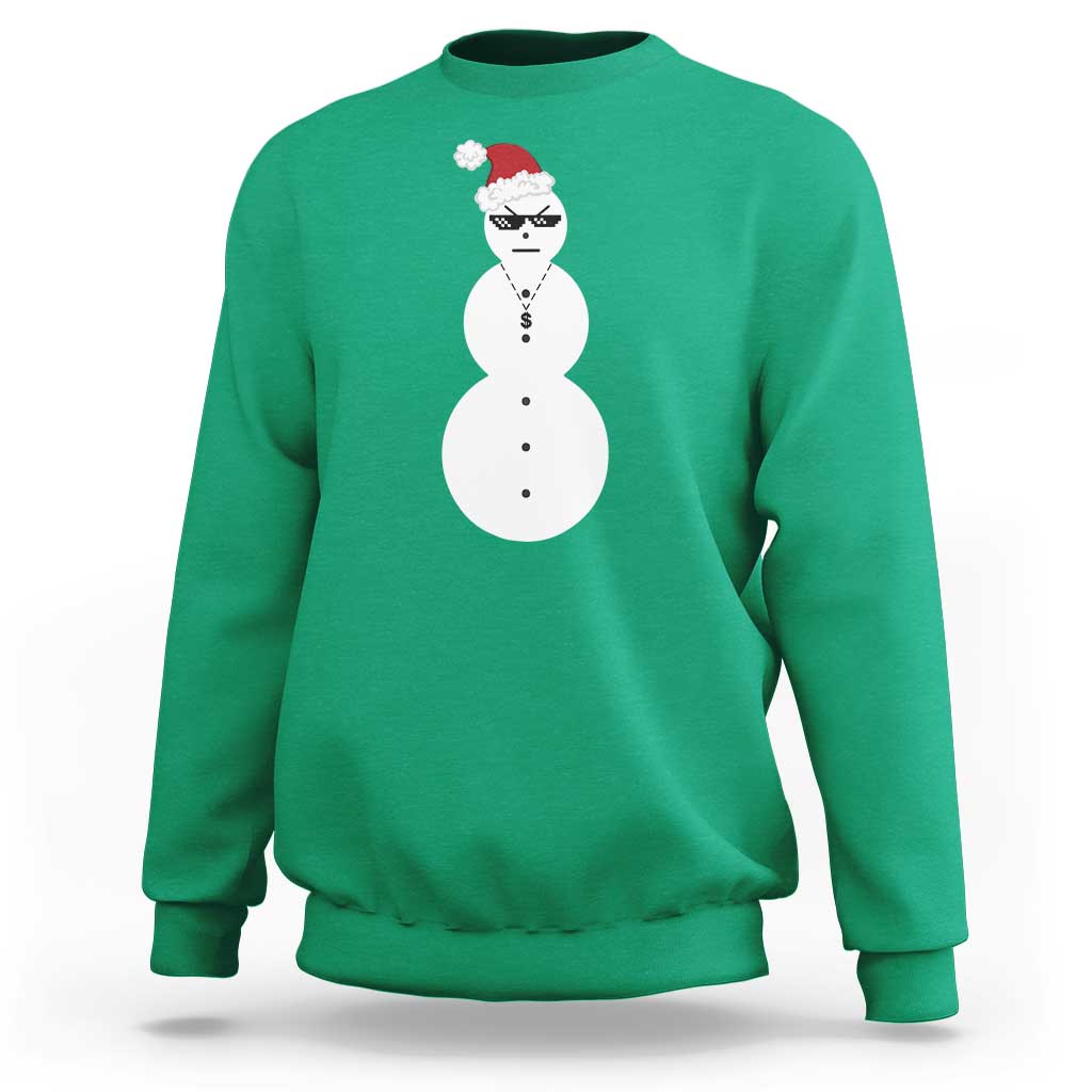 Funny Angry Snowman Sweatshirt Gangster Snowmen Rap Hip Hop - Wonder Print Shop