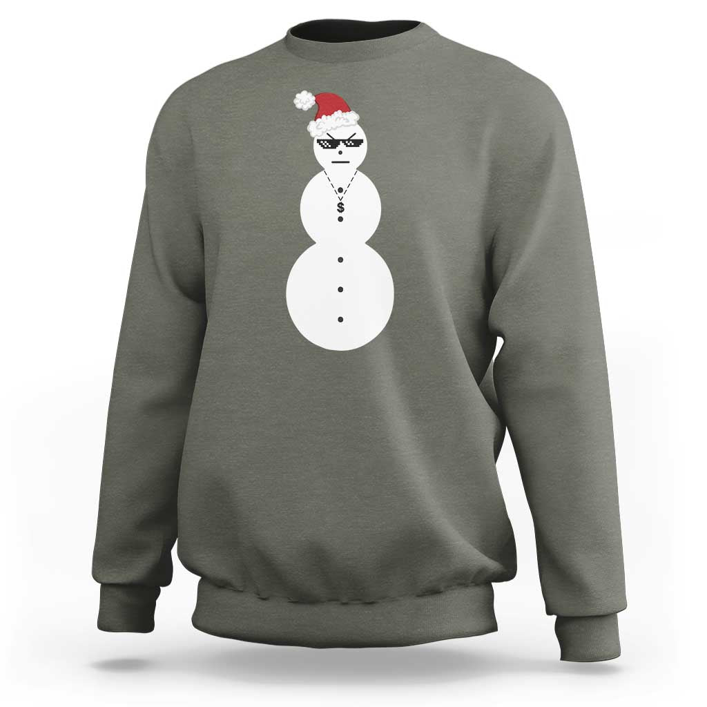 Funny Angry Snowman Sweatshirt Gangster Snowmen Rap Hip Hop - Wonder Print Shop