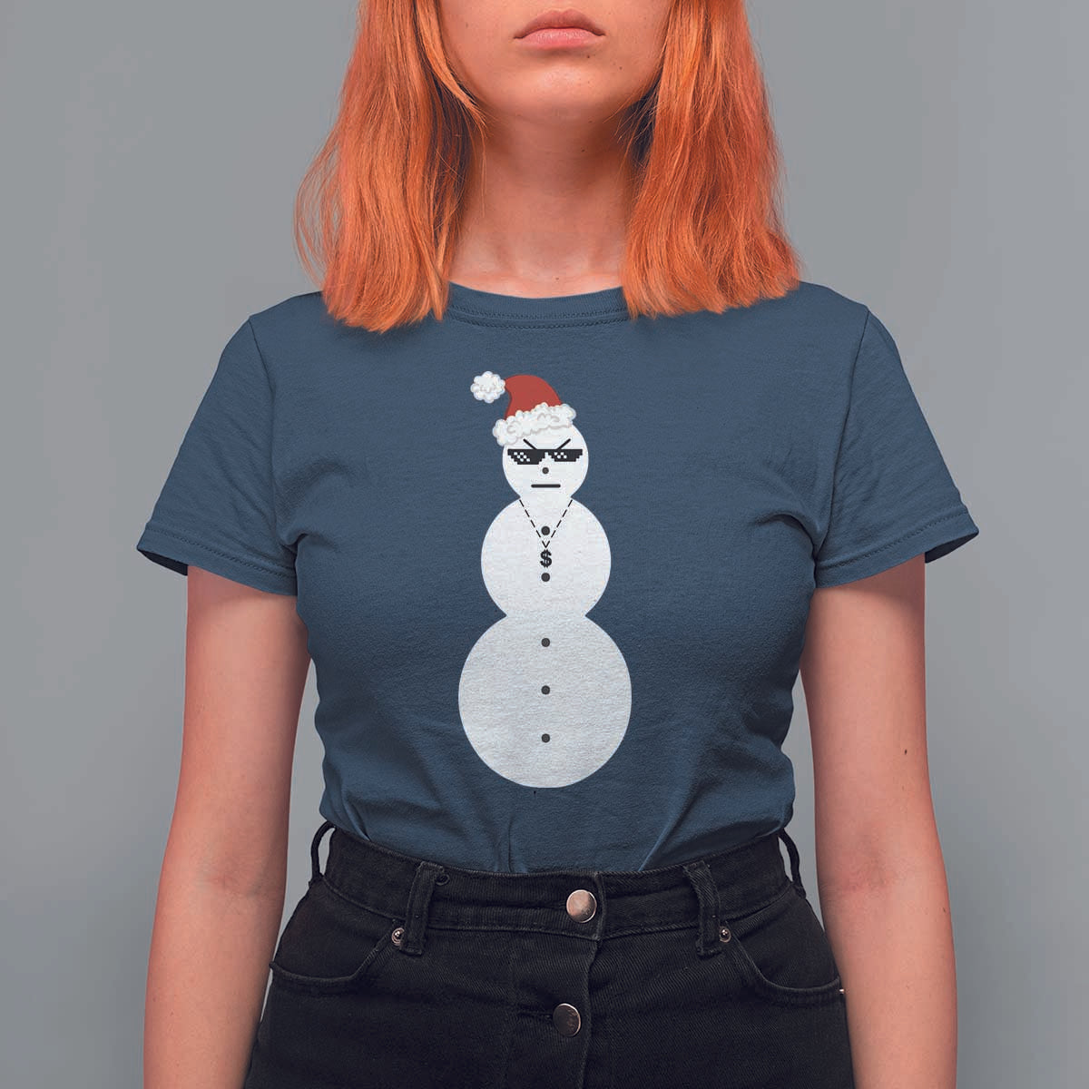 Funny Angry Snowman T Shirt For Women Gangster Snowmen Rap Hip Hop - Wonder Print Shop