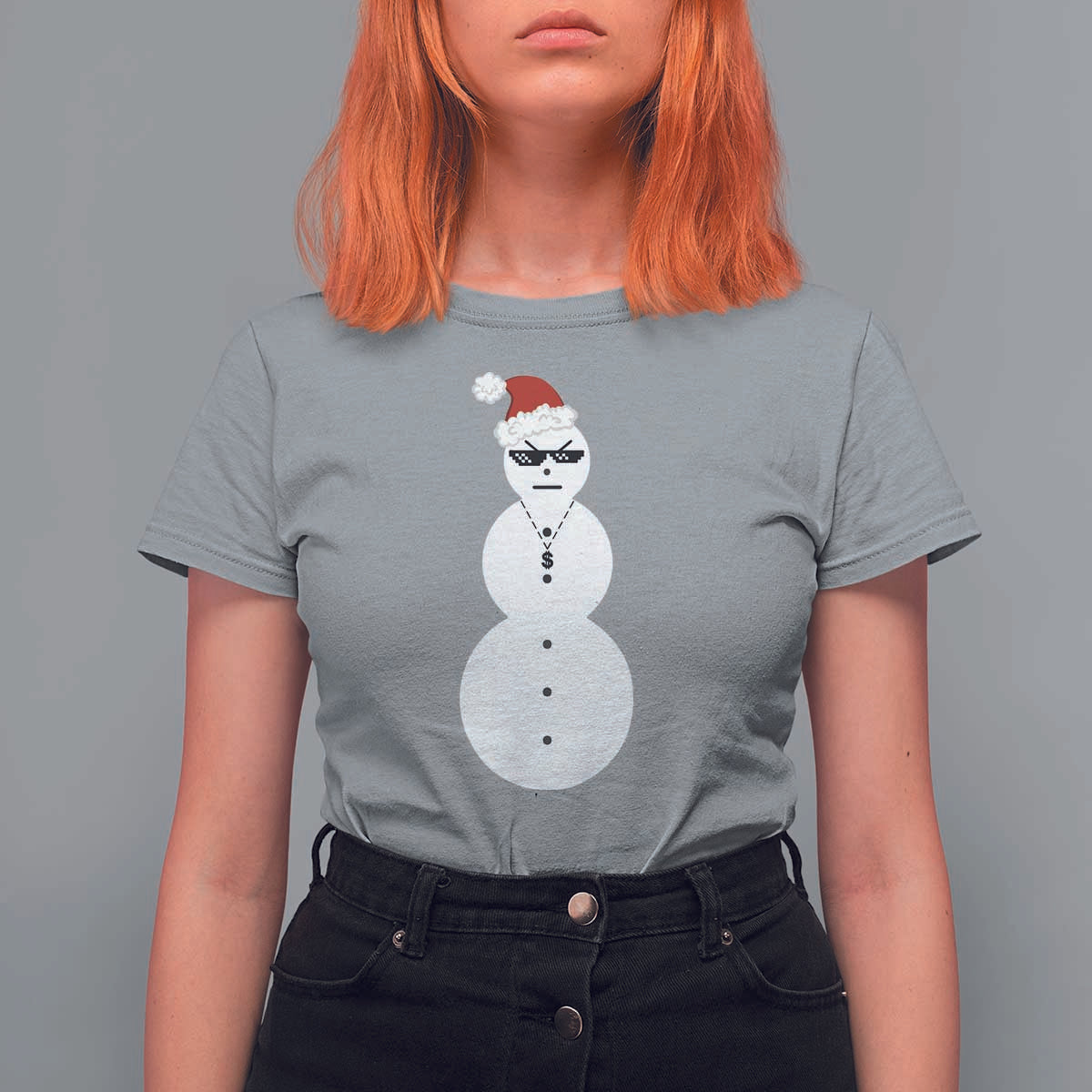 Funny Angry Snowman T Shirt For Women Gangster Snowmen Rap Hip Hop - Wonder Print Shop