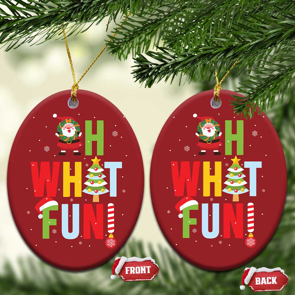 Funny Xmas Santa Christmas Ornament Oh What Fun Christmas Tree And Wreath - Wonder Print Shop