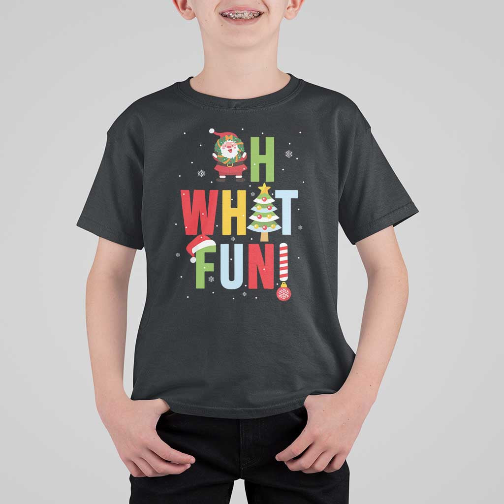 Funny Christmas Santa T Shirt For Kid Oh What Fun Christmas Tree And Wreath - Wonder Print Shop