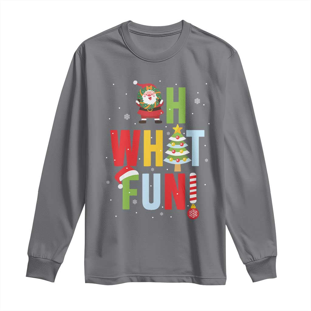 Funny Christmas Santa Long Sleeve Shirt Oh What Fun Christmas Tree And Wreath
