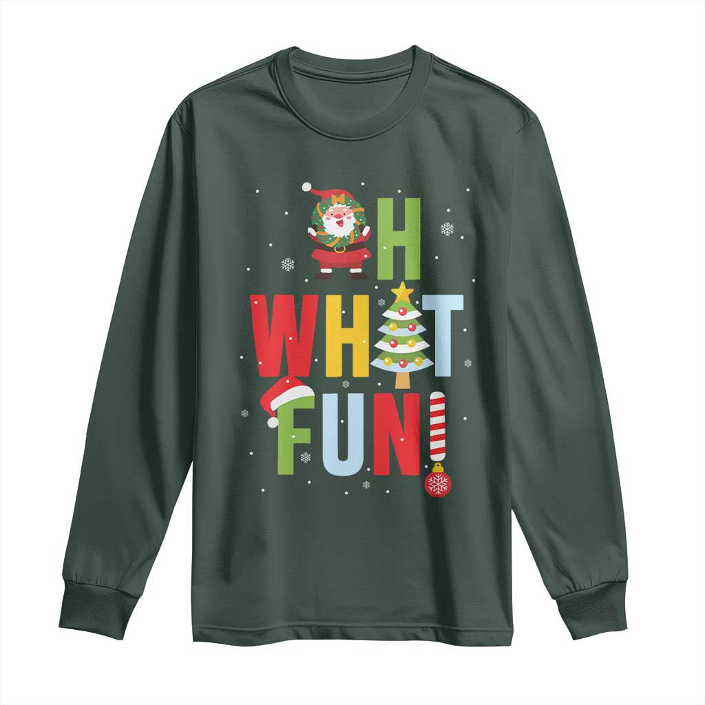 Funny Christmas Santa Long Sleeve Shirt Oh What Fun Christmas Tree And Wreath