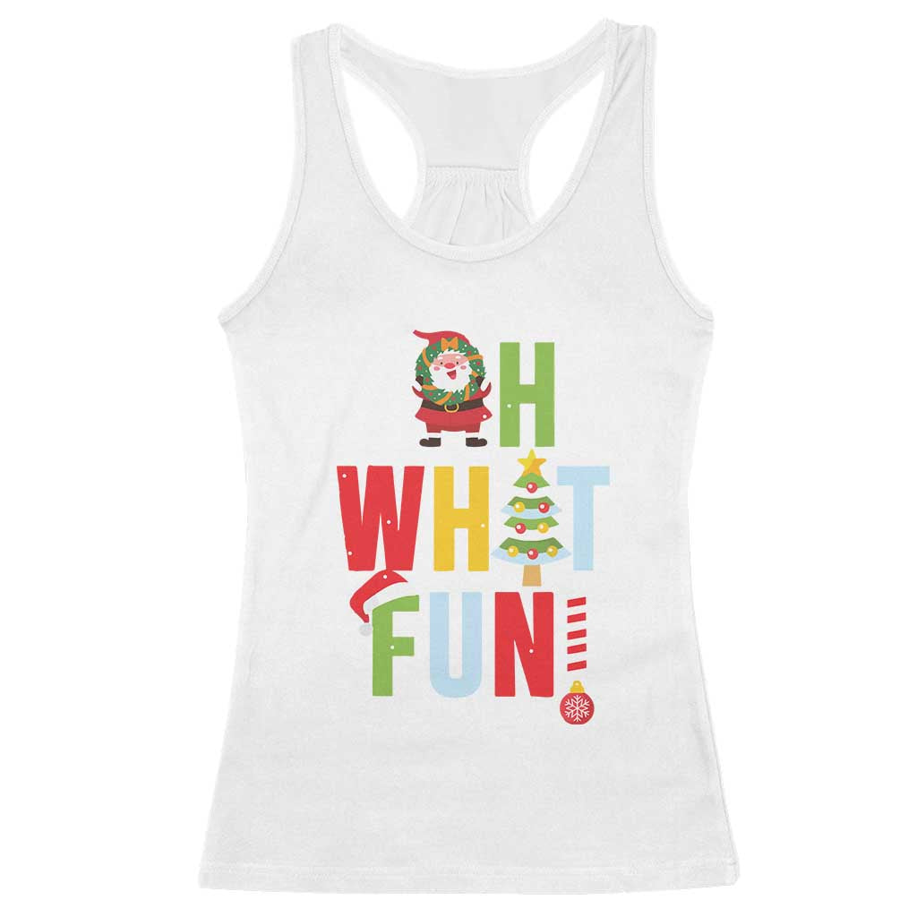 Funny Christmas Santa Racerback Tank Top Oh What Fun Christmas Tree And Wreath