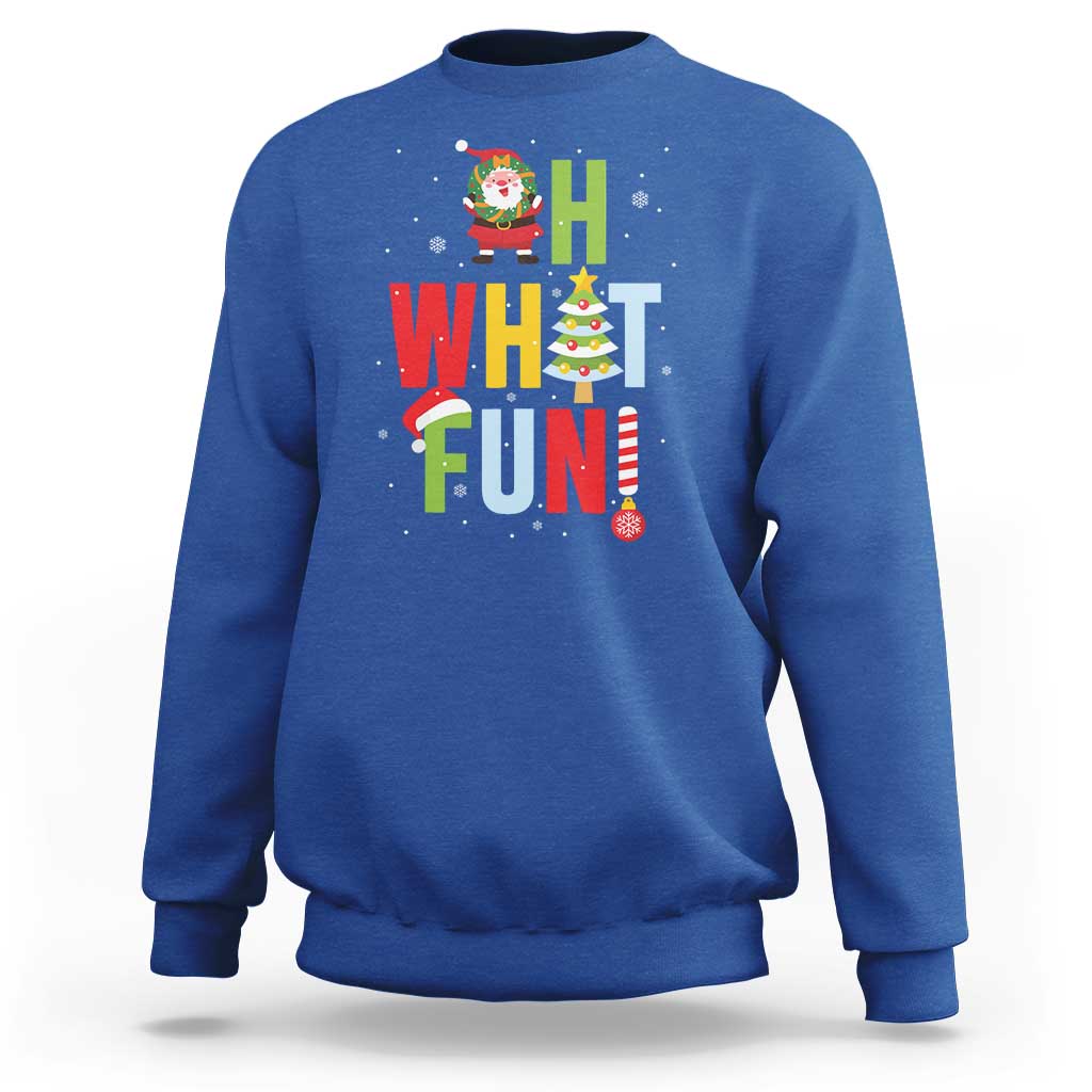 Funny Christmas Santa Sweatshirt Oh What Fun Christmas Tree And Wreath - Wonder Print Shop