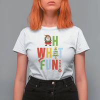 Funny Christmas Santa T Shirt For Women Oh What Fun Christmas Tree And Wreath - Wonder Print Shop