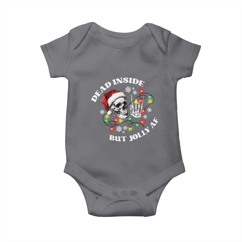 Christmas Skeleton Baby Onesie Dead Inside But Jolly AF Festive Sarcastic Snarky Skull