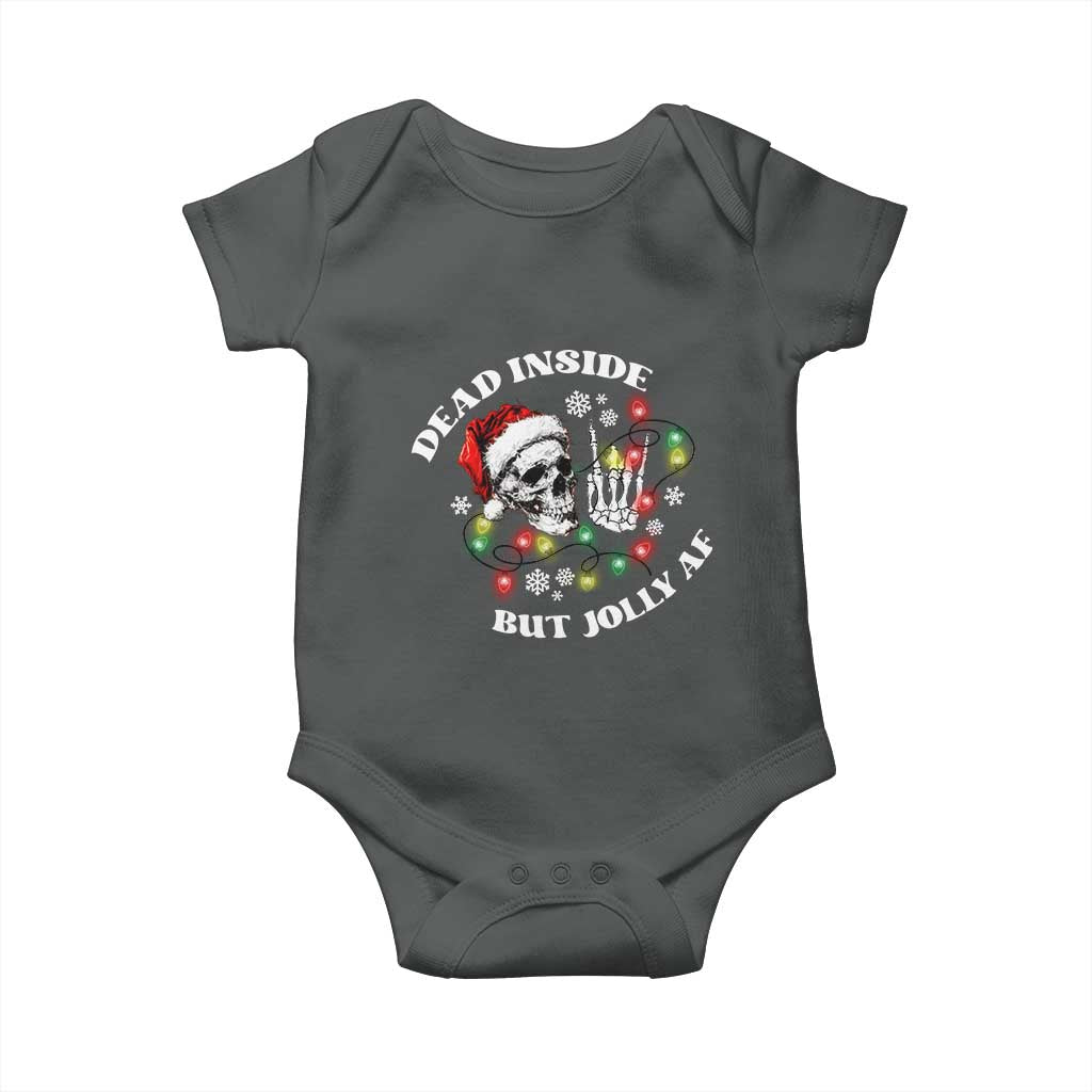 Christmas Skeleton Baby Onesie Dead Inside But Jolly AF Festive Sarcastic Snarky Skull