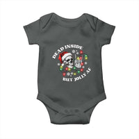 Christmas Skeleton Baby Onesie Dead Inside But Jolly AF Festive Sarcastic Snarky Skull