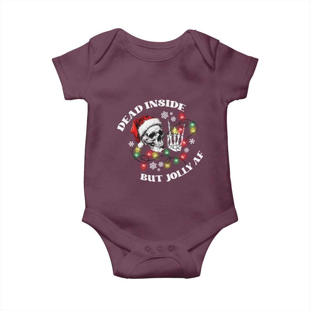 Christmas Skeleton Baby Onesie Dead Inside But Jolly AF Festive Sarcastic Snarky Skull