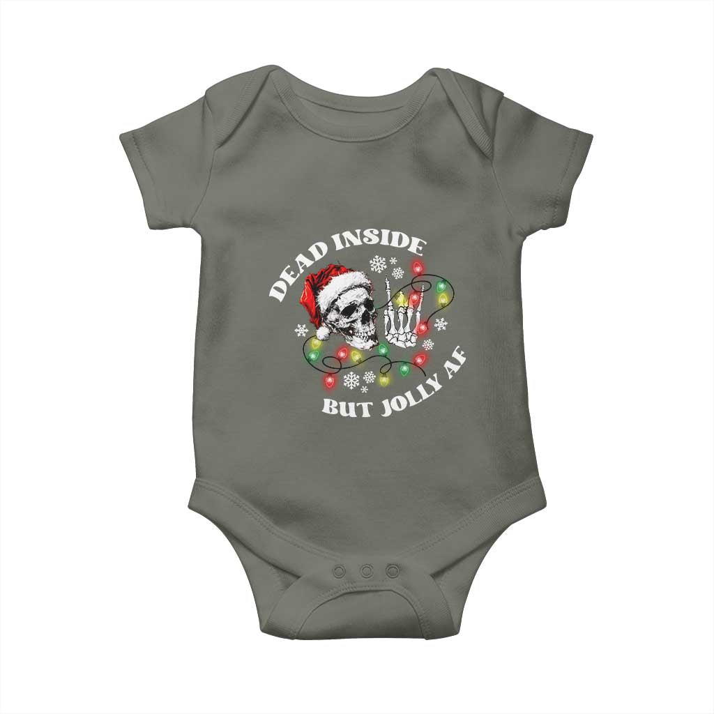 Christmas Skeleton Baby Onesie Dead Inside But Jolly AF Festive Sarcastic Snarky Skull